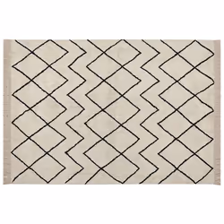 Cotton Area Rug 160 x 230 cm Beige and Black ELDES