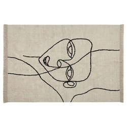 Cotton Area Rug 140 x 200 cm Beige and Black NURU