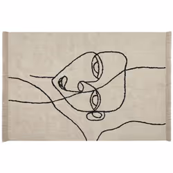 Cotton Area Rug 160 x 230 cm Beige and Black NURU