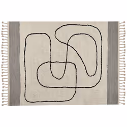 Cotton Area Rug 160 x 230 cm Beige and Black DOKUZ