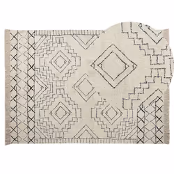 Cotton Area Rug 140 x 200 cm Beige and Black ZEYNE