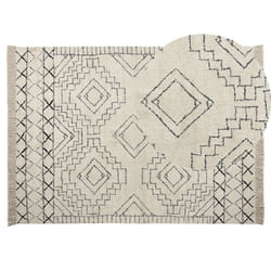 Cotton Area Rug 140 x 200 cm Beige and Black ZEYNE
