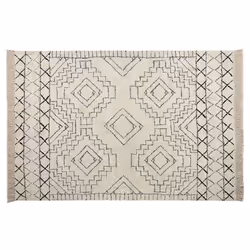 Cotton Area Rug 140 x 200 cm Beige and Black ZEYNE