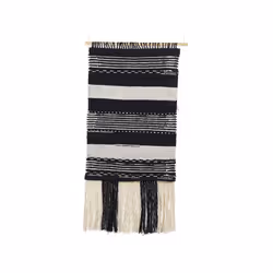 Cotton Wall Hanging with Tassels Beige and Black MURIDKE
