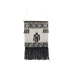 Cotton Wall Hanging with Tassels Beige and Black LARKANA