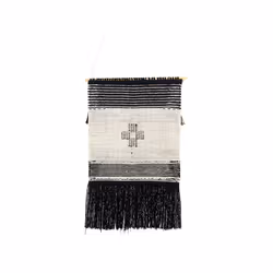 Cotton Wall Hanging with Tassels Beige and Black LARKANA