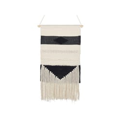 Cotton Wall Hanging with Tassels Beige and Black DASKA