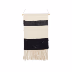 Cotton Wall Hanging with Tassels Beige and Black DASKA