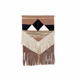 Cotton Wall Hanging with Tassels Brown and Beige DADU