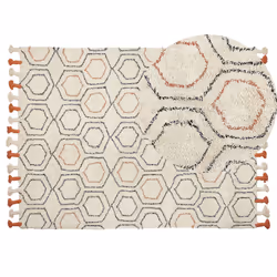 Cotton Area Rug 140 x 200 cm Beige and Orange HAJIPUR