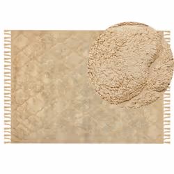 Cotton Area Rug 140 x 200 cm Beige SANLIURFA