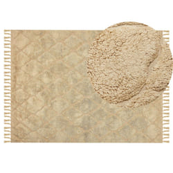 Cotton Area Rug 140 x 200 cm Beige SANLIURFA