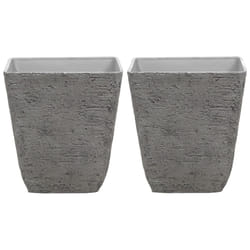 Set of 2 Plant Pots 49 x 49 x 53 cm Grey DELOS