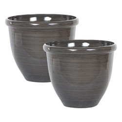 Set of 2 Plant Pots TESALIA Stone 40 cm Brown