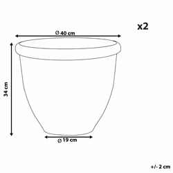 Set of 2 Plant Pots TESALIA Stone 40 cm Brown