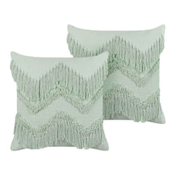Set of 2 Cotton Cushions with Tassels 45 x 45 cm Light Green BACOPA