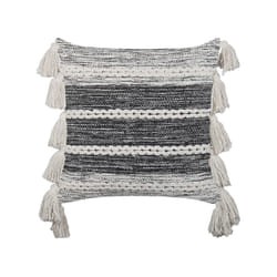 Cotton Cushion with Tassels 45 x 45 cm Black and White ROCHEA