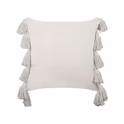Cotton Cushion with Tassels 45 x 45 cm Black and White ROCHEA