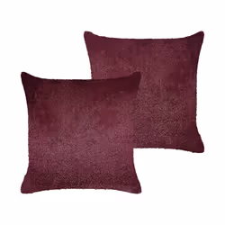 Set of 2 Faux Fur Cushions 45 x 45 cm Burgundy PILEA