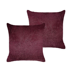 Set of 2 Faux Fur Cushions 45 x 45 cm Burgundy PILEA