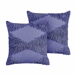 Set of 2 Tufted Cotton Cushions 45 x 45 cm Violet RHOEO