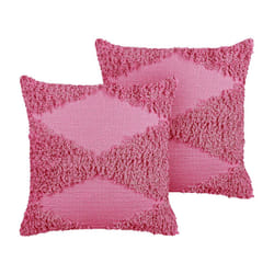 Set of 2 Tufted Cotton Cushions 45 x 45 cm Pink RHOEO