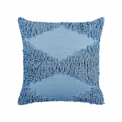 Set of 2 Tufted Cotton Cushions 45 x 45 cm Blue RHOEO