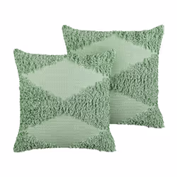Set of 2 Tufted Cotton Cushions 45 x 45 cm Green RHOEO