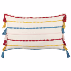 Cotton Cushion Striped Pattern with Tassels 40 x 60 cm Multicolour AGAVE
