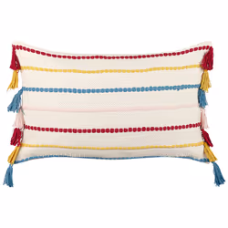 Set of 2 Decorative Cushions AGAVE Cotton 40 x 60 cm Light Beige Striped