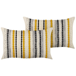 Set of 2 Decorative Cushions ARDISIA Cotton 40 x 60 cm Light Beige Striped