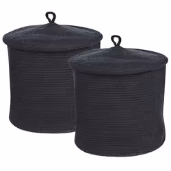 Set of 2 Baskets SILOPI Cotton Black