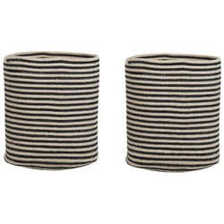 Set of 2 Cotton Baskets Beige and Black YERKOY
