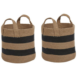Set of 2 Jute Baskets Beige and Black GEREDE