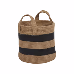 Set of 2 Jute Baskets Beige and Black GEREDE