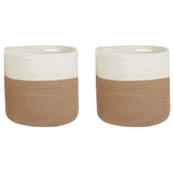 Set of 2 Cotton Baskets Beige and White ARDESEN