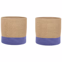 Set of 2 Jute Baskets Beige and Violet BULANIK