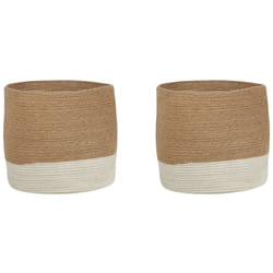 Set of 2 Jute Baskets Beige and White BULANIK