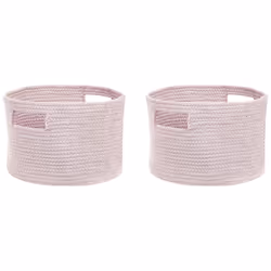 Set of 2 Cotton Baskets Pastel Pink CHINIOT