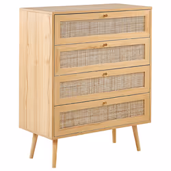 4 Drawer Chest PEROTE Rattan Light Brown