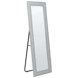 Standing Mirror LOCRONAN 150 cm Faux Leather Light Grey
