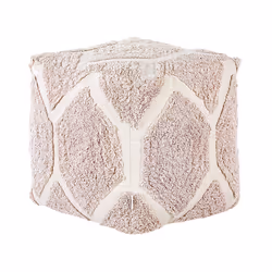Cotton Pouffe 40 x 40 cm Beige and Pink ROJHAN