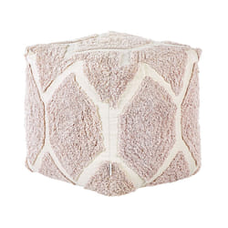 Cotton Pouffe 40 x 40 cm Beige and Pink ROJHAN