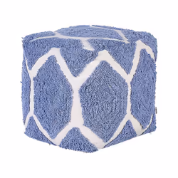 Cotton Pouffe 40 x 40 cm Beige and Blue ROJHAN