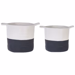 Set of 2 Cotton Baskets White and Black PAZHA