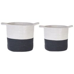 Set of 2 Cotton Baskets White and Black PAZHA