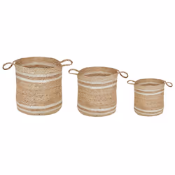 Set of 3 Jute Baskets Natural and Beige ZHOB