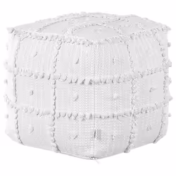 Pouffe HARNAI Cotton White 40 cm 40 cm 40 cm