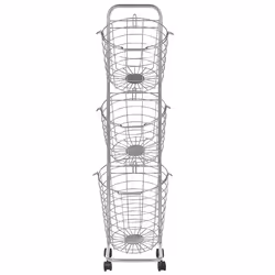 Basket Stand AYAPAL with Wheels Metal Silver