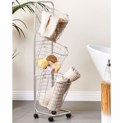 Basket Stand AYAPAL with Wheels Metal Silver